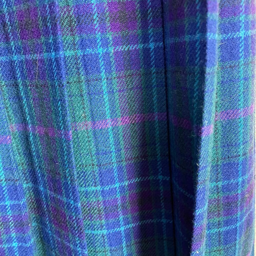 Vintage Pendleton 80s Wool Plaid Pleated A line Midi Skirt Blue Purple womens 8 - Picture 7 of 10